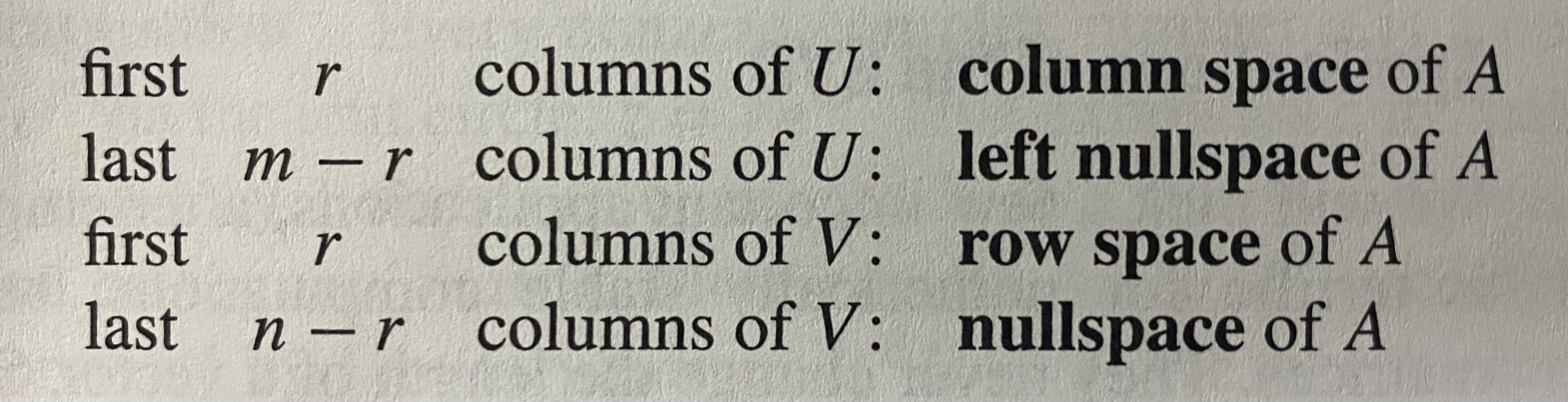 SVD and 4 fundamental subspaces